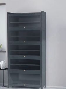 RRH Shoe Cabinet Grey Acrylic Display Multi-Layer 35+ Pairs Of Shoes Storage Living Room Wood Shoe Rack Organizer