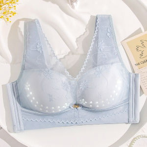 Ventilated Vest Style Bra Wireless Thin Cup Large Breast Small Display Summer New Arrival Youth Female 3/4 Cup No Strap Bra