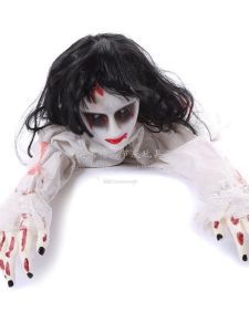 Halloween Decoration Voice Control Sensor Crawling Long Hair Female Ghost Electric Sound Light Chamber Haunted House Bar Horror Props