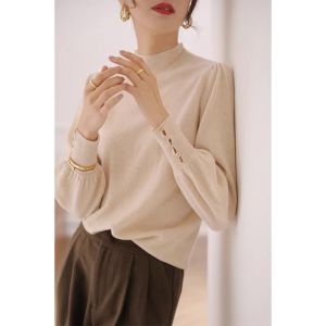 Premium Autumn Stylish High-collar Bubble-sleeve Long-sleeved Knit Top