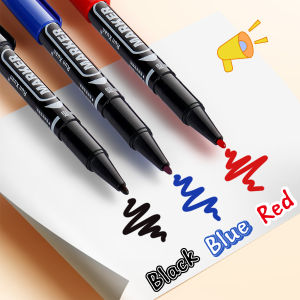 10pcs/set Double Head Marker Pen Waterproof Black/Blue/Red Oily Ink Pen School Study Stationery Life Office Supplies