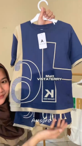 Amspro - Setelan Anak Laki-laki Baju kaos Pakaian Anak Laki-laki Fashion Kids Set Herka Trendi Kasual Terbaru