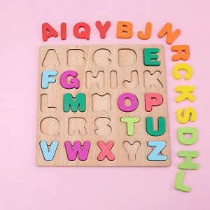 Bảng Gỗ Nổi Cho Bé Học Chữ Cái Hình Khối Và Chữ Số Kích Thước 20x20Cm