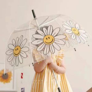 Cute Childrens Umbrella Transparent Long Handle Small Size Arch Shape Rain Umbrella for Kindergarten Kids And Babies