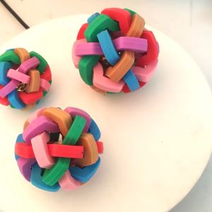 Dog Toys: Colorful Rubber Dog Toy & Round Woven Ball with Small Bell