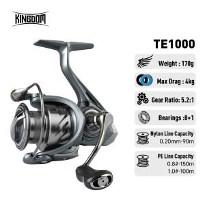 KINGDOM TERTIA Spinning Fishing Reel 8+1BB 5.2:1 4‑15KG Max Drag Nylon Body 1000‑5000 Series Saltwater Freshwater Fishing Reels