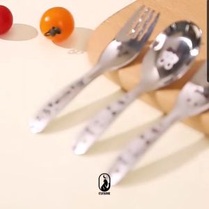 Sendok Garpu Set Anak Sekolah PAUD Balita Bahan Stainless Steel SUS 316 Free Box