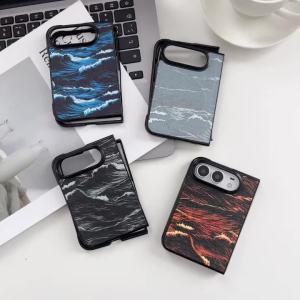 Sea Wave Pattern Magnetic Case for iPhone Duo iPhoneduo Fold for Magsafe Hard PC Shockproof Coque Capa Phone Cover Accessories