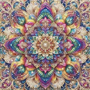 HUACAN 11CT Embroidery Sets Mandala Flower Printed Cross Stitch Kit Floral Wall Decor DIY Hobbies Needlework Adult Crafts