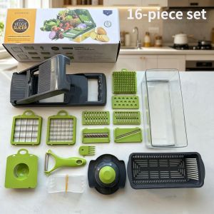 16 Multifunctional vegetable cutting artifact Kitchen household shredding potato shredding dicer wiping radish planer slicer