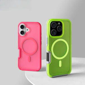 Fluorescent Candy Colour Car Magnetic Matte Phone Case for IPhone 16 15 14 Plus 13 12 Pro Max Wireless Charge Protector Cover