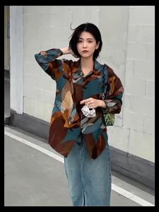 Dahong เสื้อเชิ๊ตลายชายหาด สุดเท่ๆ สุดแซ่บ ดอกไม้วินเทจ เสื้อแฟชั่นเกาหลี ใส่สบาย W350