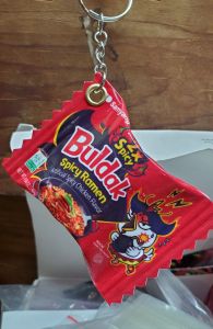 Buldak Spicy Ramen Miniature Keychain Waterproof Vinyl Sticker 7 cm by 5 cm