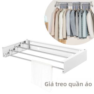 Giá Phơi Đồ Bằng Thép Không Gỉ Gắn Tường Gấp Gọn Thu Vào Được Dễ Sử Dụng Dành Cho Gia Đình
