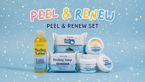 SkeenCare Peel Renew Mini Set ORIG - Peeling Lotion Peeling Soap Sunscreen Cream Pink Jar - Beauty Skin Care Set