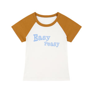 Slimming Color Block Letter Print T-shirt