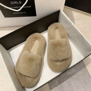 Comfortable Womens Plush Slippers Indoor Outdoor Wear Autumn Winter New Style Flat Cotton Slippers Home Use Korean Version