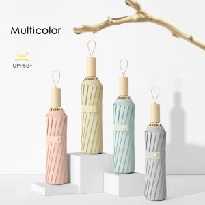 หรูหรา16พันญี่ปุ่นร่มฝนผู้หญิงด้ามไม้ป้องกันรังสียูวีซันร่มผู้ชาย Windproof ร่มกันแดด UPF50 + บิ๊กกอล์ฟร่มสาว