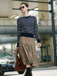 GIOVANNI VALENTINO | Full Wool Striped Ladies Sweater