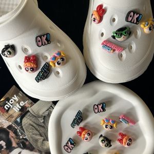 DIY Detachable Clog Shoe Buckles NEWJEANS Fly Girl Police Surrounding Shoe Accessories Crocs Compatible Flower Shoe Decorations