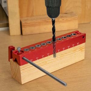 FNICEL | Extended Wood Dowel Jig with Positioning Rods Straight Hole Drill Guide for Round & Square Wood Woodworking Locator Tool