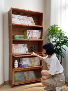 LT ตู้หนังสือ ตู้โชว์ ตู้เก็บของสำนักงาน ตู้หนังสือสำนักงาน ตู้เก็บของห้องนั่งเล่น ประตูอะคริลิก ผลิตจากไม้ไผ่คุณภาพสูง ราคาโรงงาน