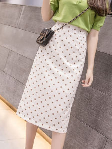 Stylish High-end Slim-fit Polka Dot French Design High Waist Chiffon Skirt