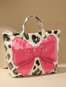 New Arrival Bow Tote Bag for Women Large Capacity PVC Glossy Beach Bag Stylish and Versatile for Travel