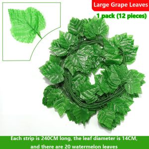 240cm Artificial Begonia Leaves Watermelon Leaf Grape Lvy Leaf Green Leaves/ Fake Tree Leaf/ Garland Green Plant Plastic Vine Fake Foliage/ Home Wedding Garden Rattan String Wall Decor