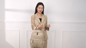 Tas Ransel Backpack Multifungsi Laptop Kuliah Kerja Sekolah Cewek Pria Wanita Macbook Air Pro Asus Acer Lenovo HP 11 12 13 14 15 156 inch Anti Air Tahan Air Waterproof Warna Apricot Hitam Black Grey Abu Abu Slot Kantong Banyak Korean Model Murah