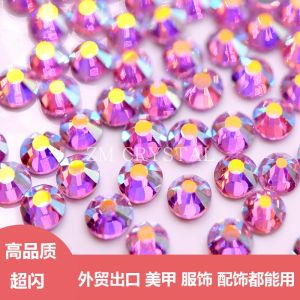 Pink AB Simulated Austrian Crystal Flat Bottom Clothing Iron on Rhinestones Artistic Latin Dance Wear DIY Rhinestones