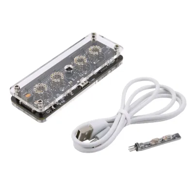 4 Digit IN-8 Nixie Glow Tube Clock IN8 with LED Backlight Alarm Clock Retro Clock