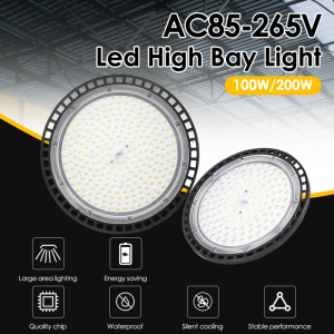 AC85-265V High Bay Light 100W 200W high brightness 120LM/M SMD3030 waterproof LED high bay light  for Warehouse/garage/basement
