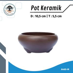 Pot Bonsai Keramik Bulat Small Mame Kode A460