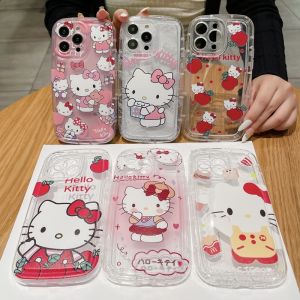 For Samsung Galaxy S23 Ultra S23 Plus S22 Ultra S22 Plus S21 Ultra S21 Plus Cartoon Fashion Cute Hello Kitty Transparent Phone Case Soft Anti-fall Anti-shock Protection Back Cover