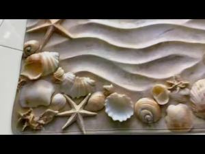 Ocean Beach Shell Pattern Bath Flannel Mat Non-Slip Absorbent Ultra Soft Plush Suitable for Shower DoorBathroom Entrance Decor