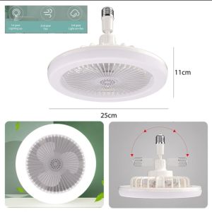 Lampu Gantung Led Kipas Angin Portable Plafon 3 Warna Cahaya Arah Berputar 360° Plus Remote 3 Mode Kecepatan Angin Lampu Indoor E27 40 dB Garansi