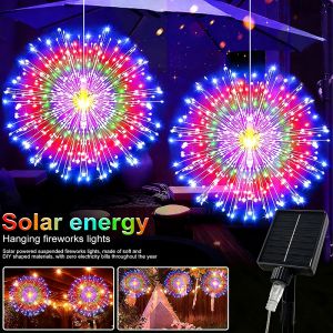 Solar Firework Light Outdoor - 240/300/2360/450 LED 8 Modes Copper Wire Hanging Fairy Lights for Yard Patio TentPartyXmas