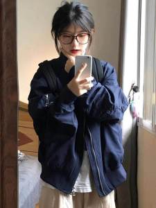 American Pilot Jacket Outwear Female Spring & Fall New Arrival Loose Niche Style Special Preppy Style Baseball Uniform Female Small