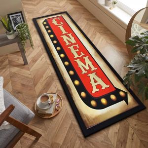 Vintage Cinema Ticket Film Theme Area Rug Retro Movie Pattern Home Decor Carpet Mat for Entryway Hallway