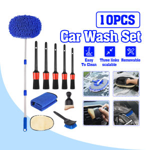Car Wash Mop Brush Microfiber Car Wash Mop Three-Section Elastic Rotation Multi Function Car Wash Telescopic Mop Clean Mop Car Care