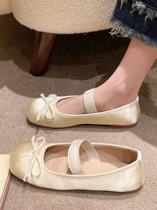 Mary Janes Womens Shoes 2025 New Spring Autumn Soft Bottom Ballet Style Butterfly Knot Single Shoes Fashionable Korean Version
