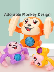 MONLEYTA | Electric Rolling Monkey Toy For Children Sound Controlled Glowing Practice Looking Up Crawling Small Monkey Baby Head Up Crawling