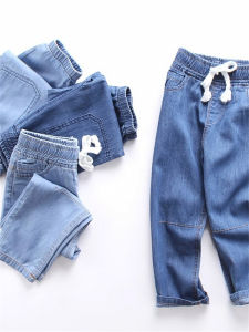 Spring New Arrival Kids Thin Soft Pure Cotton Anti Mosquito Pants Boys Denim Sports Pants Easiest for Match Baby Kids Pants