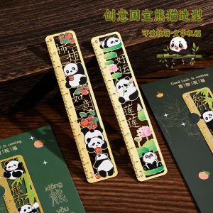 Chinese Style Brass Ruler Bookmark 10cm Cute Panda Creative Scale Cartoon Metal Straight Ruler Student Stationery Kawaii Gifts