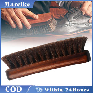 6.6 Inch Horsehair Shoe Brush Long Wood Handle Shoe Shine Brush For Boots Shoes Other Leather Care