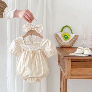 2024 Baby Pure Cotton Clothes Summer New Arrival Girl Short Sleeve Sweet Dress Baby Girl Onesie Sisters Outfit