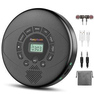 Portable CD Player with USB Rechargeable Discman with Speaker and Earbuds CD Walkman for Car with Anti-Shock Protection