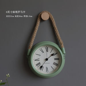 Scandinavian Creative Ultra-Quiet Living Room Retro Green Wall Clock Modern Minimalist Punch-Free Decoration Bedroom Clock Pocket Watch