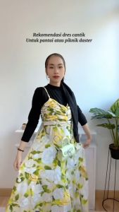 [Basica Moda] 03340 Gaun Dress Maxi Wanita Camisole Levanah Floral Crepe Import